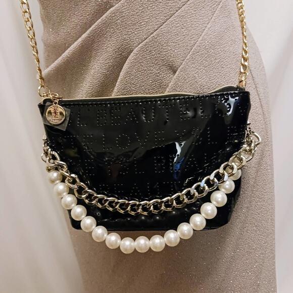 YSL Crossbody SHINY BLACK PEARL GOLD SILVER chains added